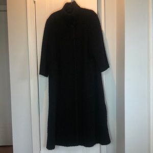 Italian Boiled Wool Evening Coat, Black Size 12